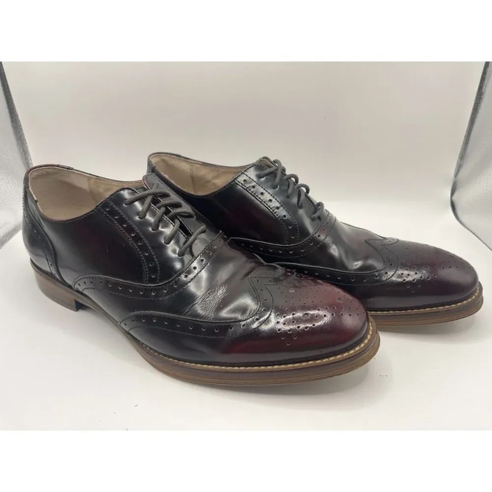 JOHNSTON & MURPHY Men's Wingtip Oxford‎ Dress Shoes Size 8M Burgundy MSRP $155